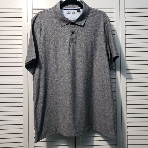 Tasso Elba Polo Men's Size Large Heather Gray Collared Short Sleeve Golf Shirt - Picture 1 of 8